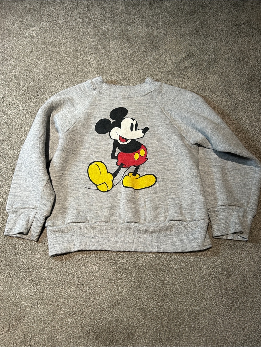 Vintage Disney Gray Crewneck Sweatshirt with Mickey Mouse Graphic